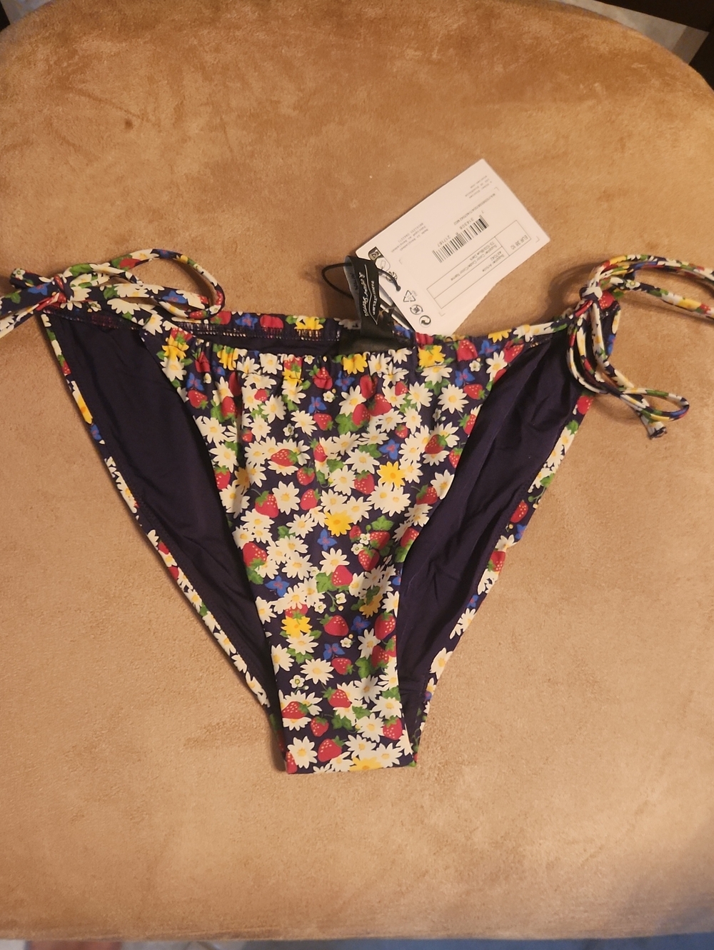& Other Stories Navy Floral Tie-Side Bikini Bottoms